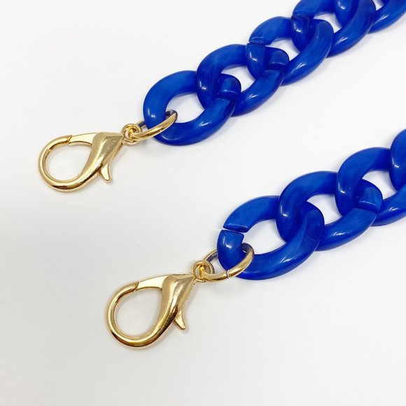 Chain Link Short Acrylic Purse Strap in Blue - Picture 3 of 7
